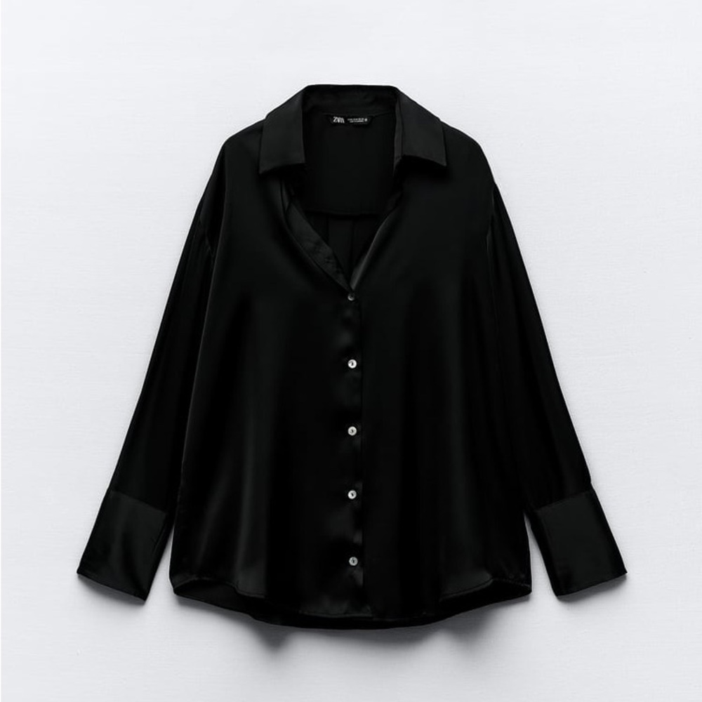 SATIN EFFECT BASIC SHIRT medium black